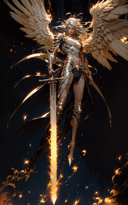 606247209521969545-1937083718-angel,Super powerful flame angel flies out of the clouds, behind him is golden meteor magic surrounding his body, Gothic style,.jpg